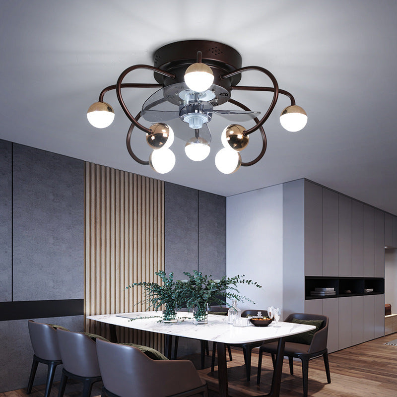 Nordic Creative Branch Cage LED Semi-Flush Mount Deckenventilator Licht 