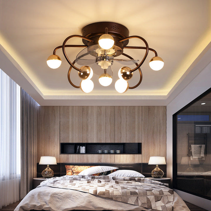 Nordic Creative Branch Cage LED Semi-Flush Mount Deckenventilator Licht 