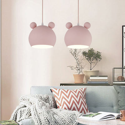 Cartoon Bear Head 1-Light Dome Pendant Light