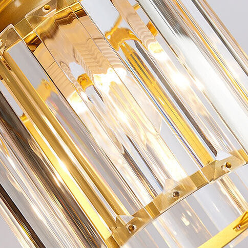 Moderne prismatische Kristallzylinder 6-Licht-Treppenhaus-Kronleuchter 