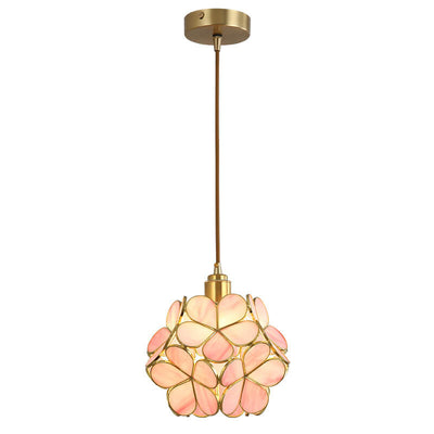 Modern Colorful Water-grain Glass 1-Light Flower Ball Pendant Light