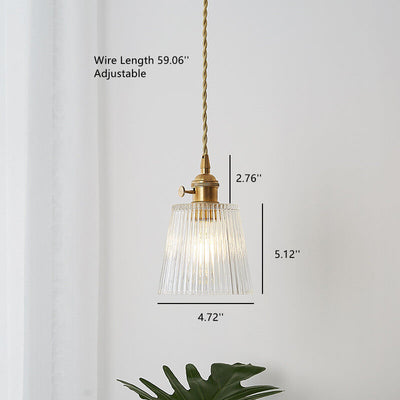Textured Clear Glass 1-Light Single Bell Pendant Light 4 Design