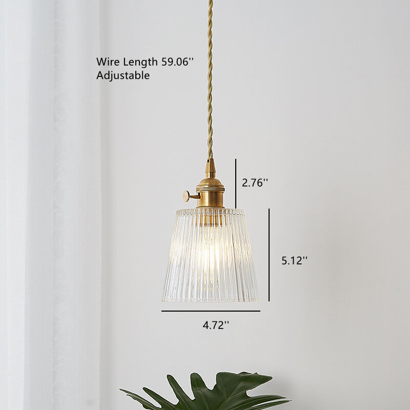 Textured Clear Glass 1-Light Single Bell Pendant Light 4 Design