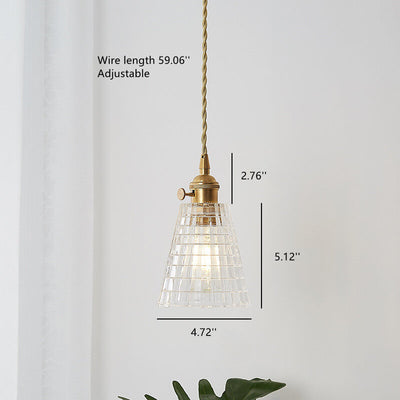 Textured Clear Glass 1-Light Single Bell Pendant Light 4 Design