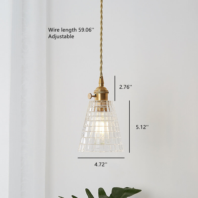 Textured Clear Glass 1-Light Single Bell Pendant Light 4 Design