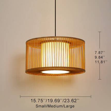 Modern Bamboo Weaving 1-Light Drum Pendant Light