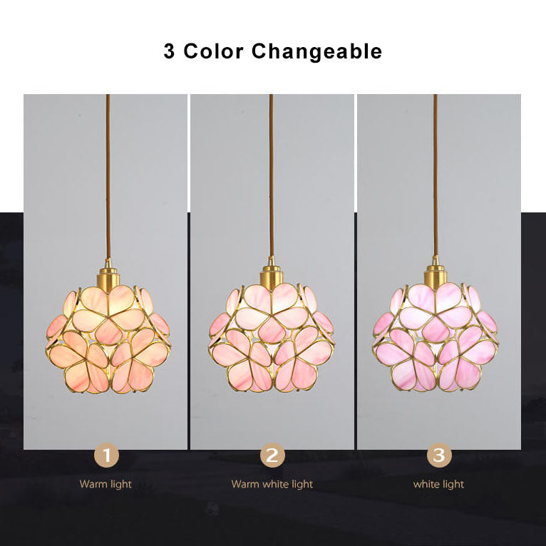 Modern Colorful Water-grain Glass 1-Light Flower Ball Pendant Light