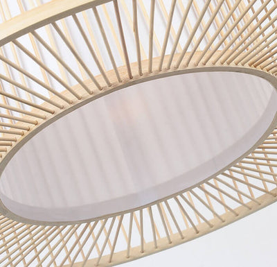 Modern Bamboo Weaving 1-Light Drum Pendant Light