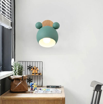 Nordic Macaron Cartoon Bear Shape 1-Light Wall Sconce Lamps