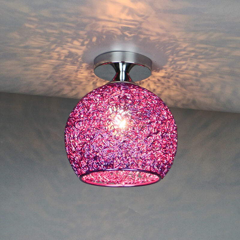 Modern Colorful 1-Light Dome Semi-Flush Mount Light