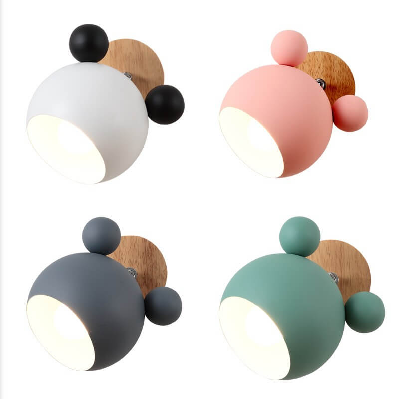 Nordic Macaron Cartoon Bear Shape 1-Light Wall Sconce Lamps