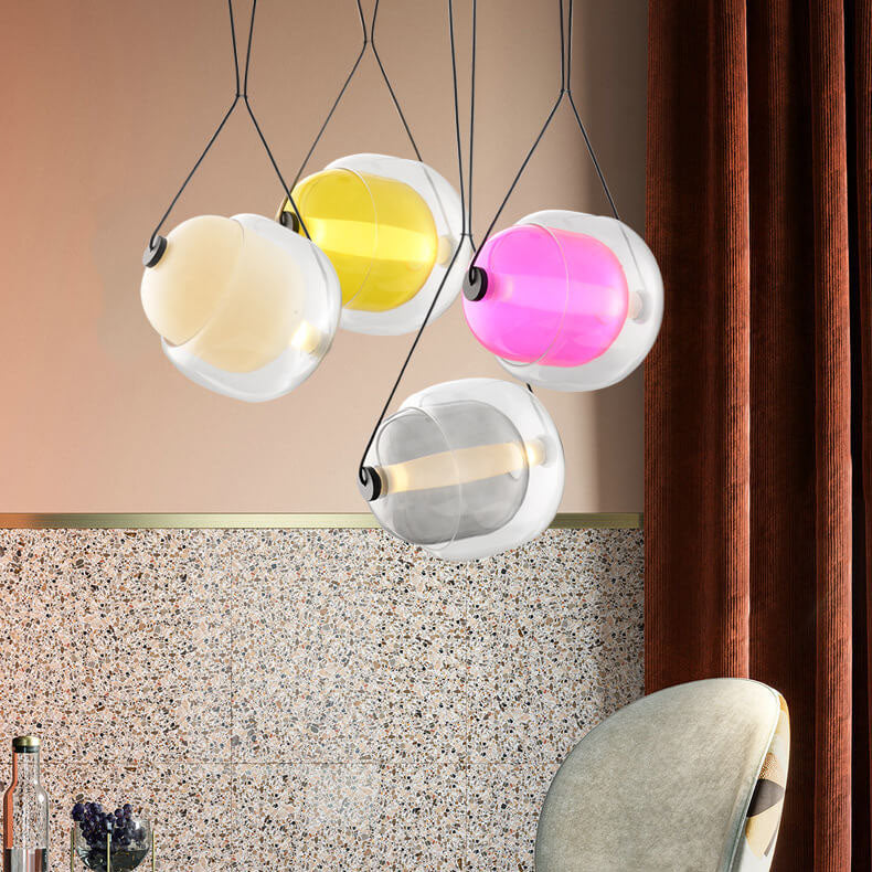 Nordic Macaron Glass Oval Candy 1-Light Pendant Light