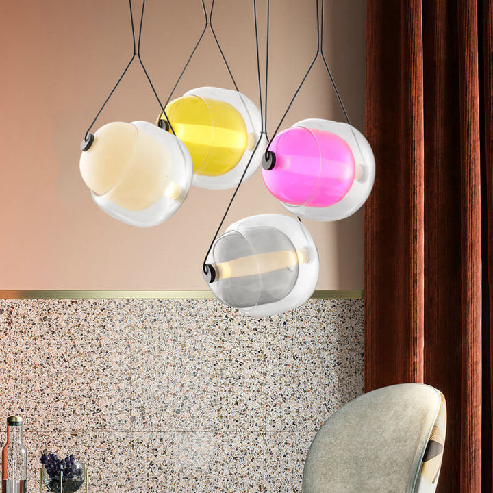 Nordic Macaron Glass Oval Candy 1-Light Pendant Light