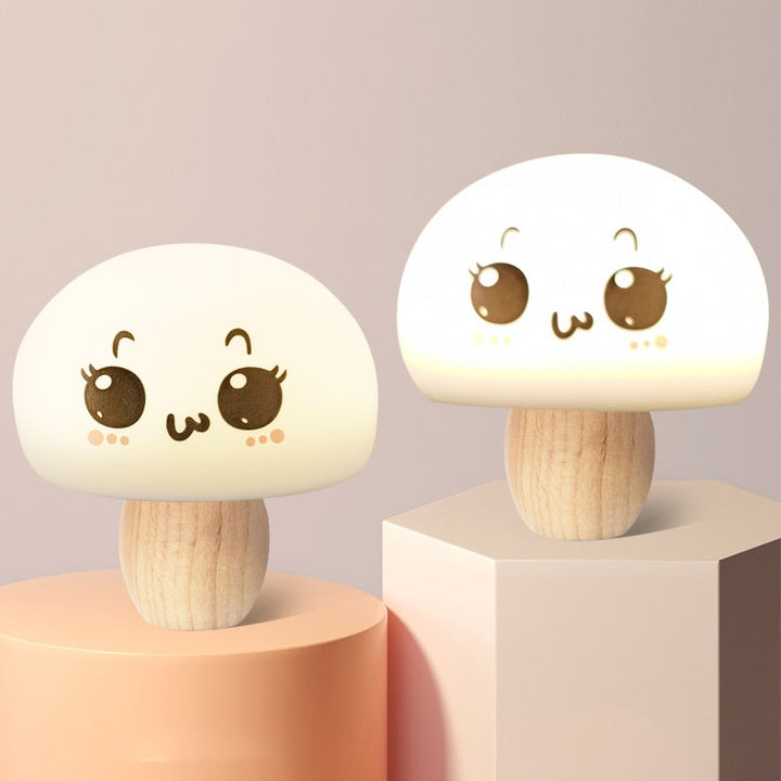 Lampe de Table Lumière de Nuit en Silicone en Forme de Bûche Changeant de Couleur avec Champignon Créatif Moderne 