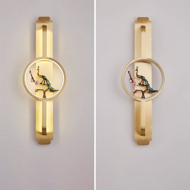 Moderne chinesische Kupfer lange runde LED-Wandleuchte 