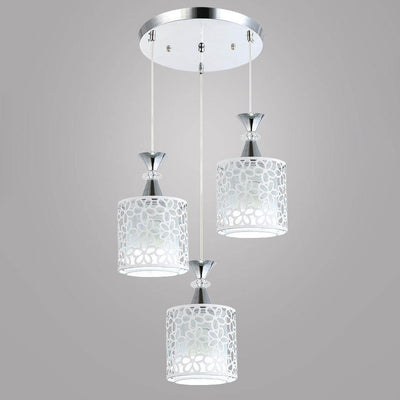 Nordic Simple Floral Pattern Cylinder Hardware 1/3 Light Island Light Chandelier