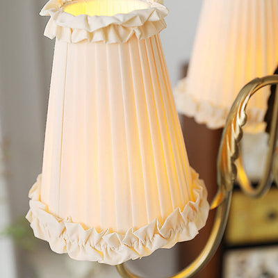 Vintage French  Fabric Cone Shade 4/6/8 Light Chandelier