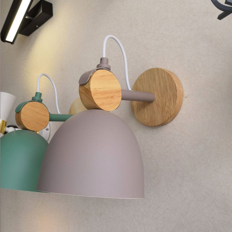 Nordic Macaron Dome Log 1-Light Rotatable Wall Sconce Lamp