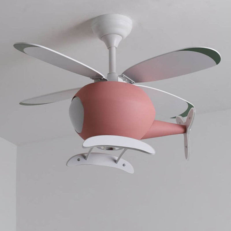 Simple Cartoon Aircraft LED Downrods Ceiling Fan Light