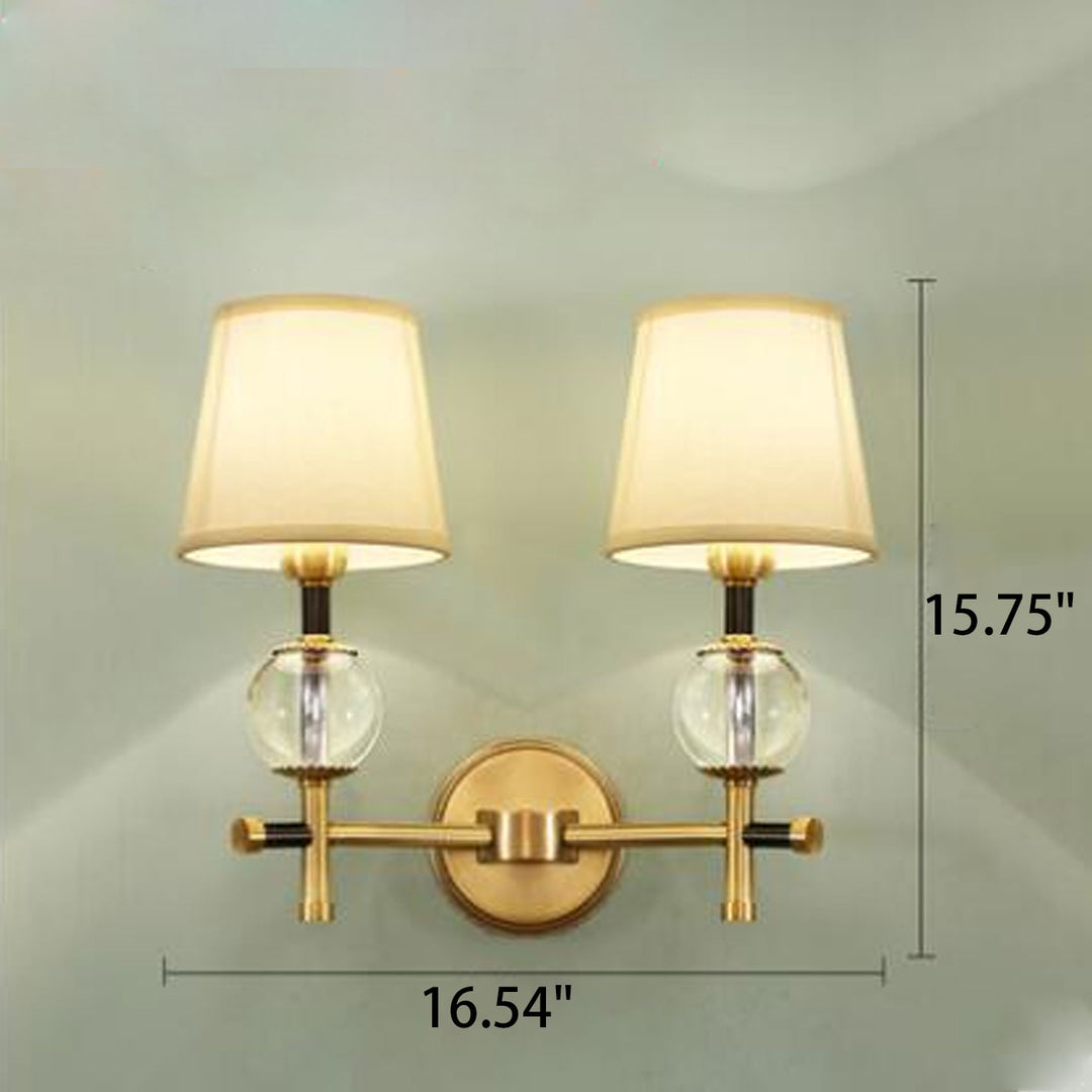 Applique murale en laiton américain moderne 1/2 lumière avec tissu 
