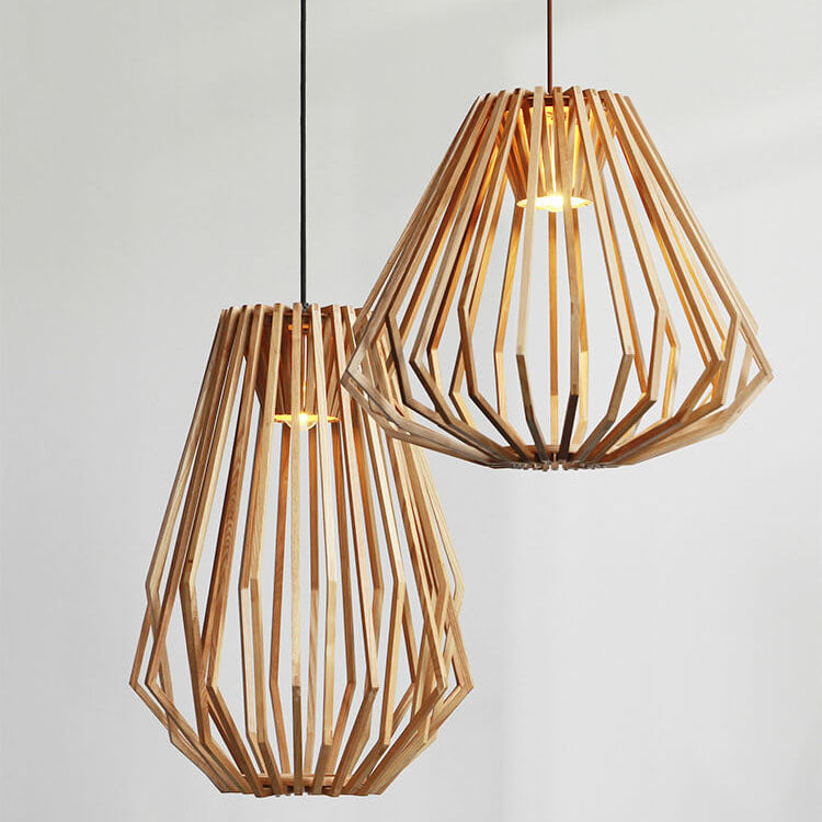 Vintage Creative Geometric Ash Wood 1-Light Pendant Light