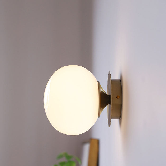Modern Vintage Minimalist Iron Glass Round Head 1-Light Wall Sconce Lamp