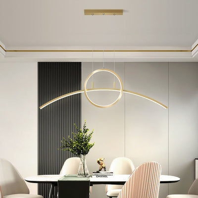 Modern Creative Long Curve Round Island Light LED Chandelier
