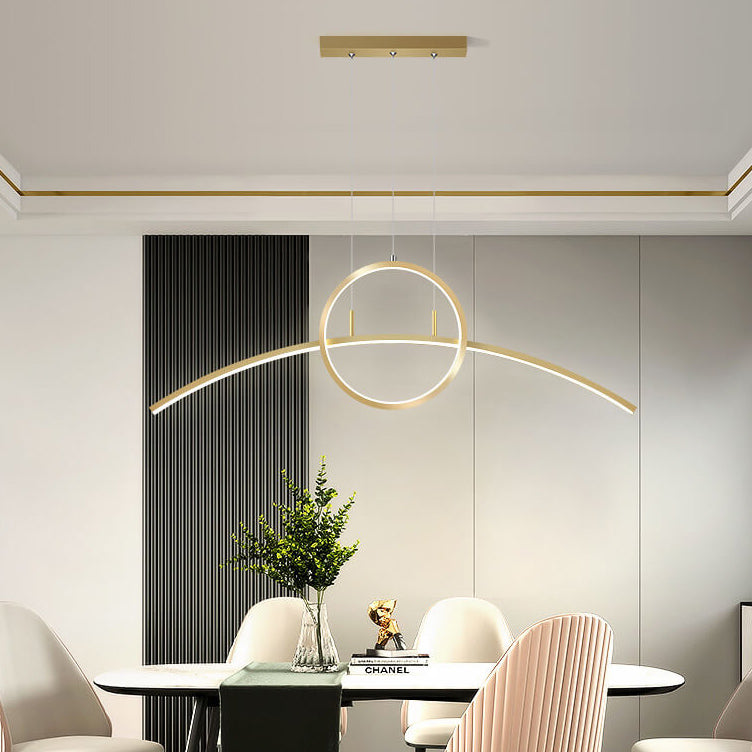 Modern Creative Long Curve Round Island Light LED Chandelier