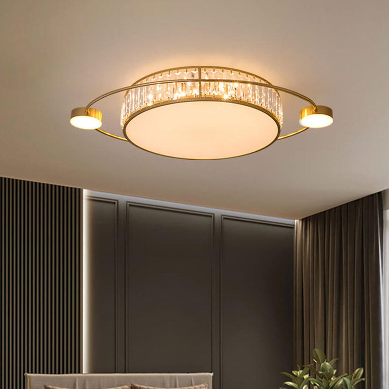 Nordic Luxury Crystal Round Ring Satellite LED Flush Mount Ceiling Light