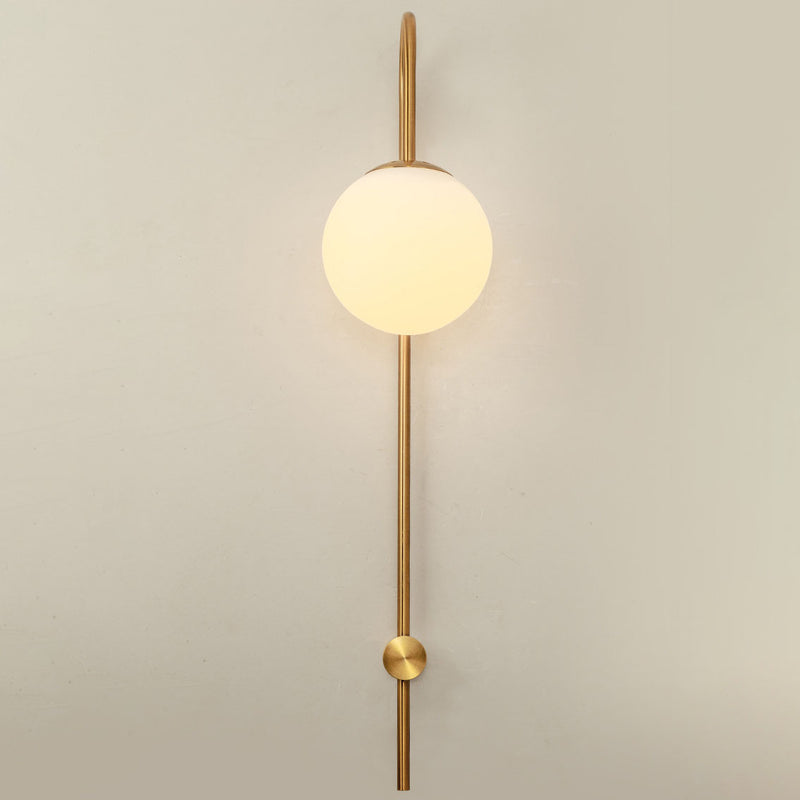Nordic Minimalist Glass Round Ball Long Pole 1-Light Wall Sconce Lamp