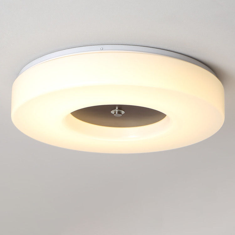 Minimalist Chinese Walnut Round Acrylic LED Flush Mount Ceiling Light