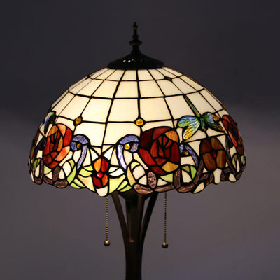 European Tiffany Stained Glass Rustic 2-Light Standing Floor Lamp