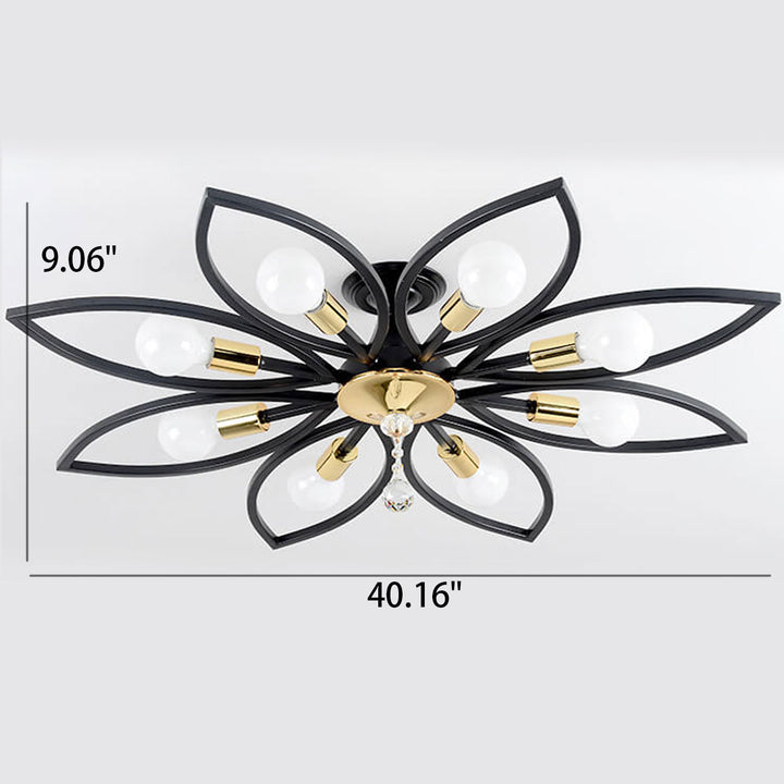 Nordic Light Luxus Deckenleuchte aus Schmiedeeisen und Kristall mit 6/8 Lichtern 
