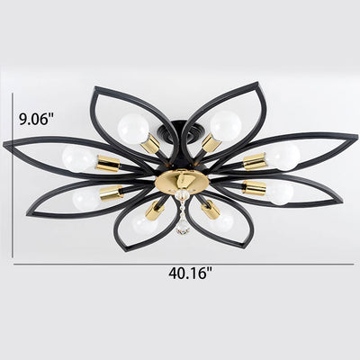 Lumière de plafond encastrée en cristal de fer forgé de luxe nordique 6/8 lumières 