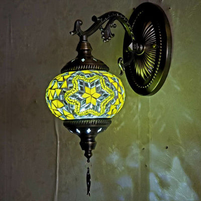 European Vintage Exotic Cracked Glass 1-Light Wall Sconce Lamp