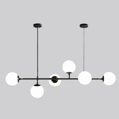 Moderner minimalistischer Langglas-Kronleuchter mit rundem Insellicht und 6 Lichtern