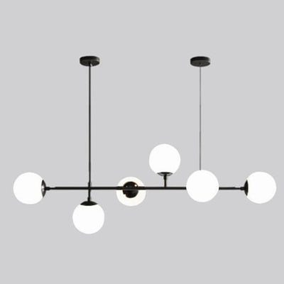 Modern Minimalist Long Glass Round Globe Island Light 6-Light Chandelier