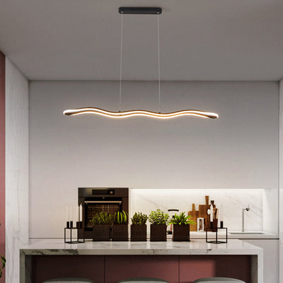 Nordic Minimalist Curve Bar LED-Kronleuchter aus Aluminium 