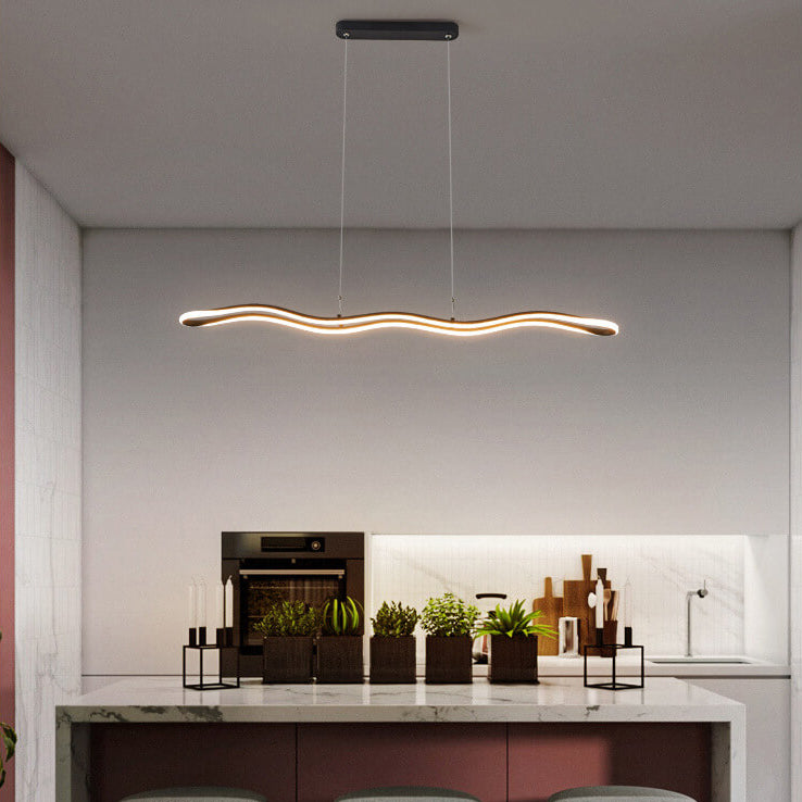 Nordic Minimalist Curve Bar Aluminum LED Chandelier