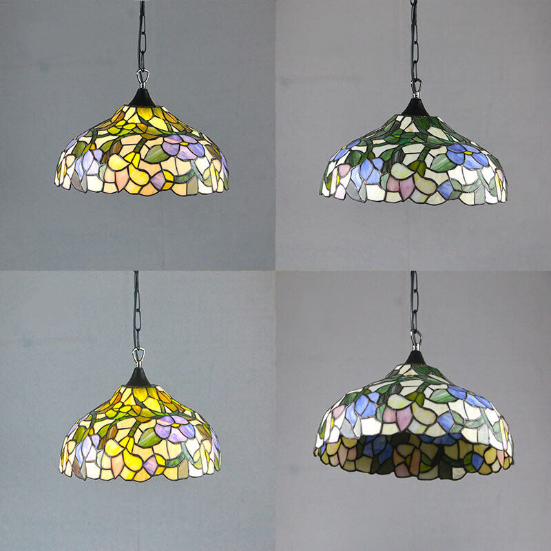 Tiffany Vintage Glasschirm 1-Licht Pendelleuchte 