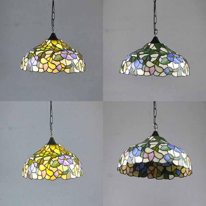 Tiffany Vintage Glasschirm 1-Licht Pendelleuchte 