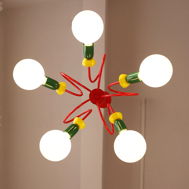 Contemporary Scandinavian Orb Fruit Iron Glass 2/3/5 Light Chandelier For Bedroom