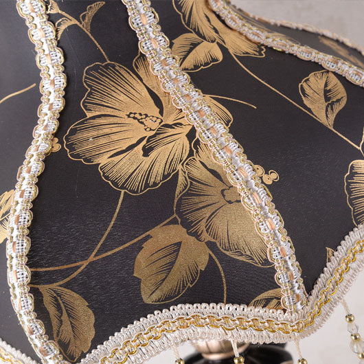 Lampe de table à 1 lumière en résine à pampilles en tissu de luxe européen 