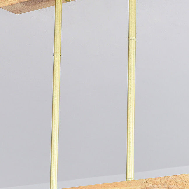 Lámpara de Araña de Isla de 3/4 Luces con Pantalla de Vidrio Cónica de Madera Maciza Nórdica 