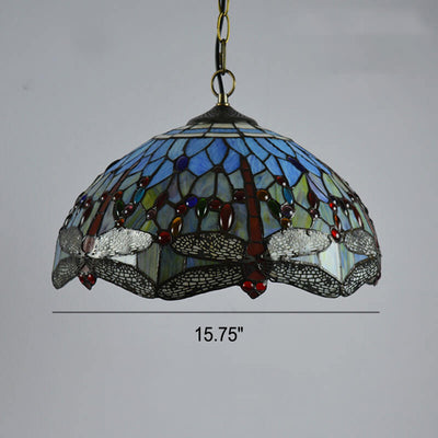 Tiffany Rustic Stained Glass Dome 1-Light Pendant Light