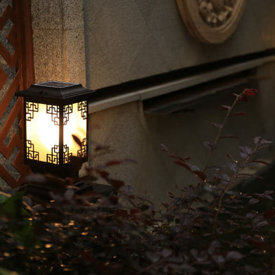 Solar Chinesisches Fenster Quadrat Post Head 1-Licht Wasserdichte Garten Landschaft Licht 