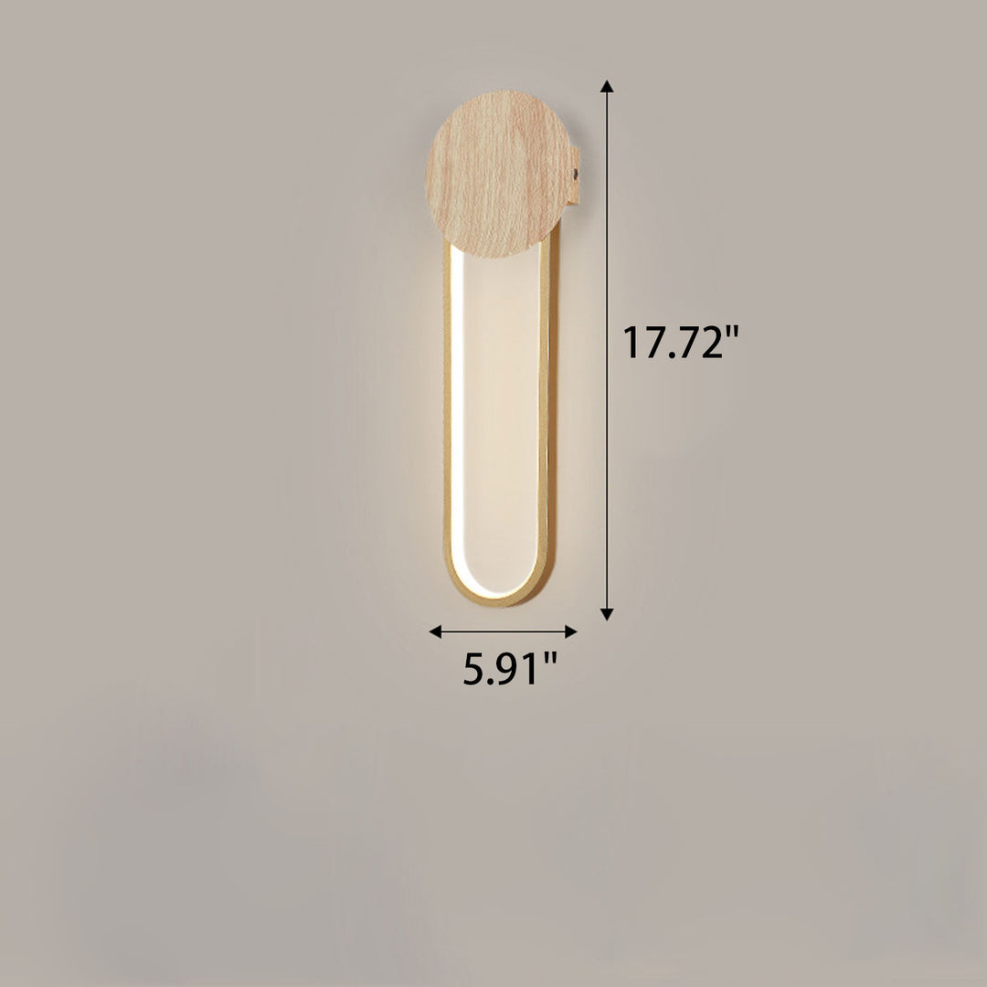 Lámpara de pared LED de hierro forjado redonda de grano de madera minimalista moderna 
