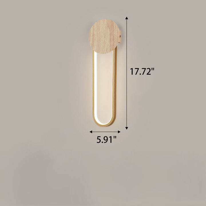 Lámpara de pared LED de hierro forjado redonda de grano de madera minimalista moderna 