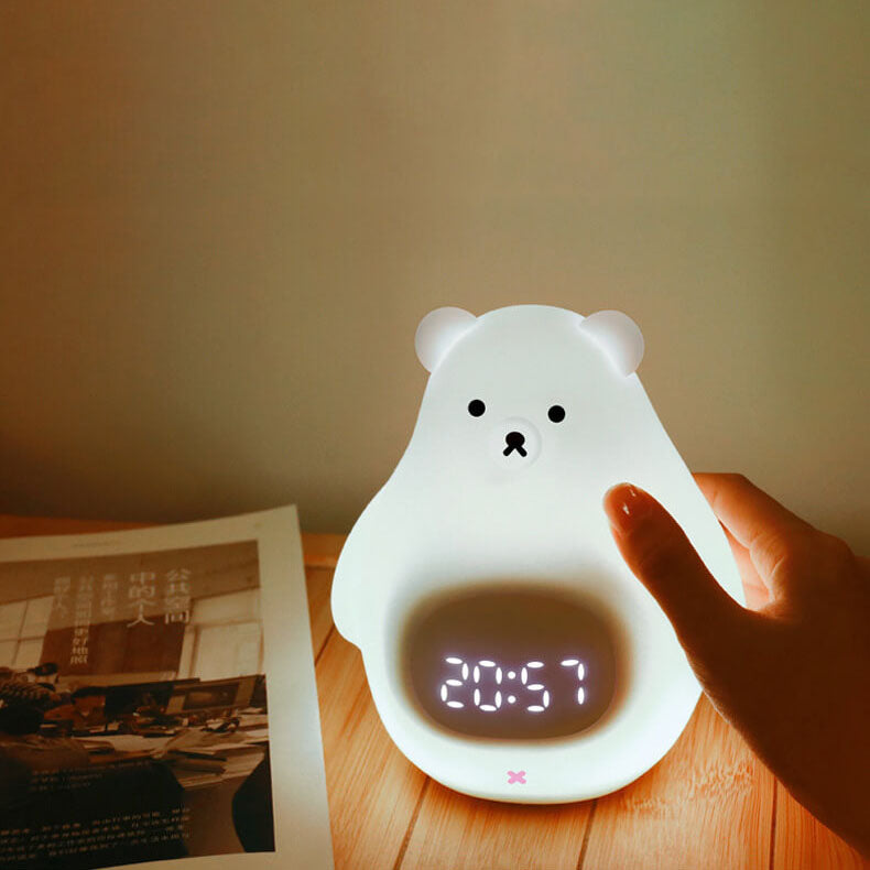 Cartoon Big White Bear Timer Alarm Clock LED Night Light