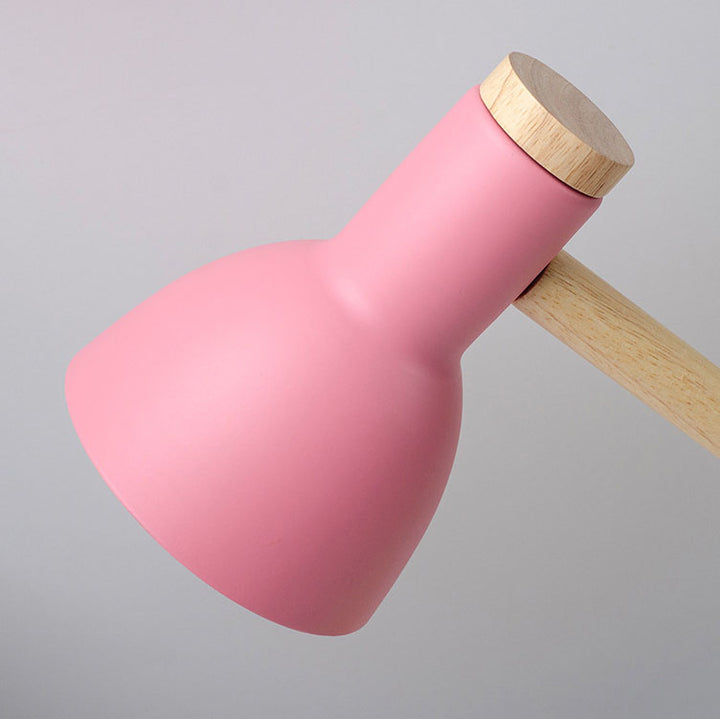 Moderne, minimalistische, einfarbige, drehbare Holz-Eisen-Tischlampe mit 1 Leuchte 